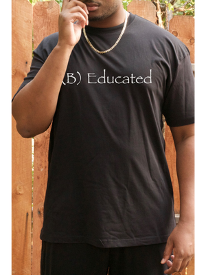 (B) Educated Black Short Sleeve Crew Neck